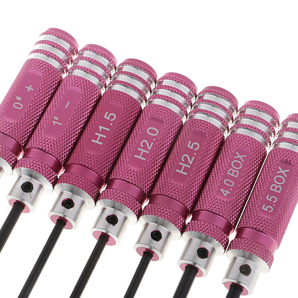7x Hexagon Screwdriver Tool Wrench Sleeve/Flat Heat/Cross for RC Plane Red