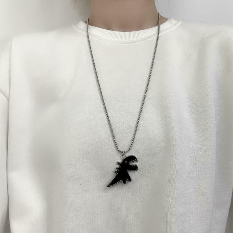Dino Necklace Funny Dinosaur Neck Ornaments Relationship Jewelry Gifts for Lover