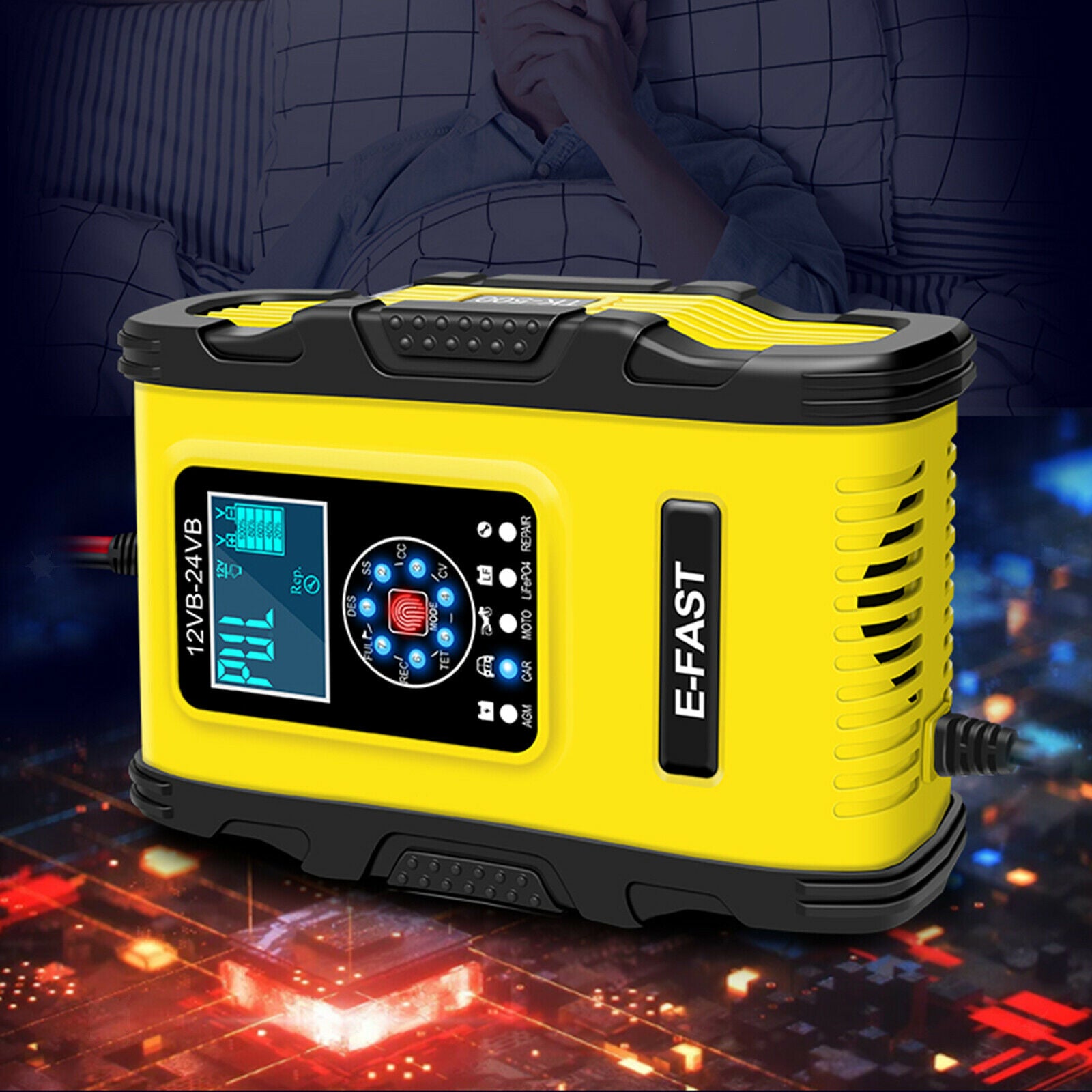 Smart Car Battery Chargers Trickle Charger Fast Battery Disulfate US Plug