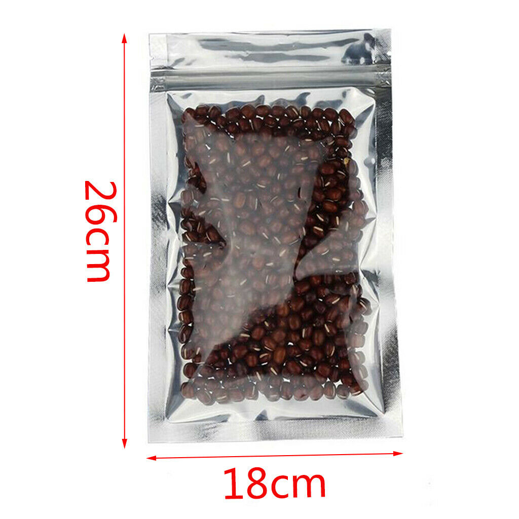 100 Pieces Mylar Bag Aluminum Foil Packing Bag Food Storage Pouches 18x26cm