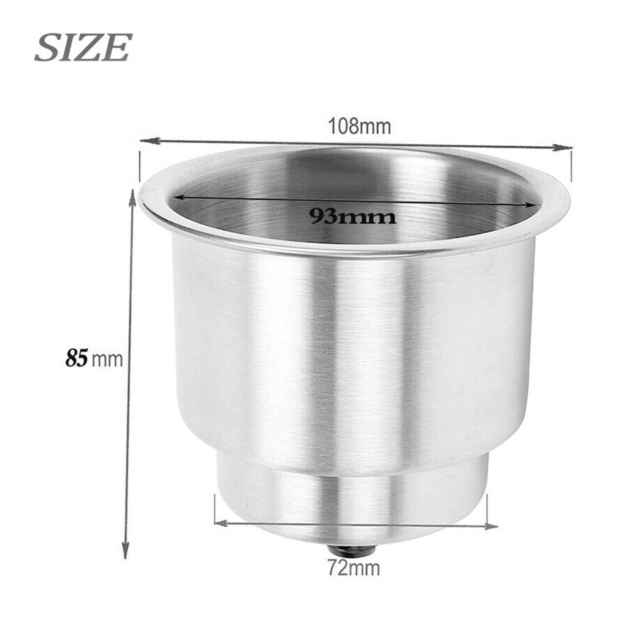 4* LED Light Stainless Steel Cup Drink Holder Unviersal 3.15 '' Depth Car Boat