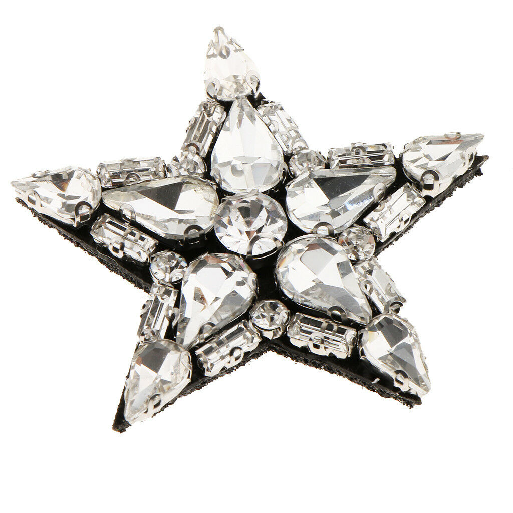 Star Sew on Embroidery Patch Beads Rhinestone Applique Accessories DIY Craft