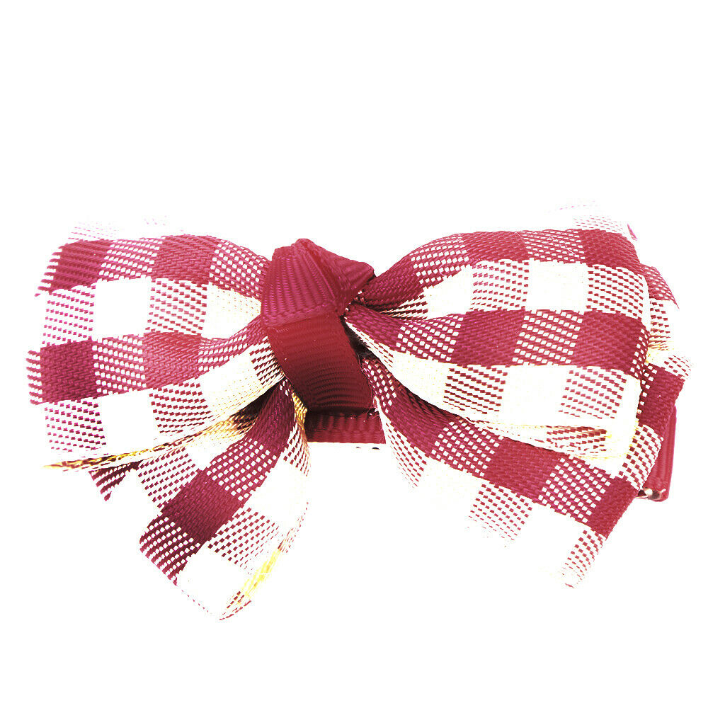 4 Piece Kids Girls Plaid Ribbon Bow Bowknot Hair Clips Barrette Hair Band #1