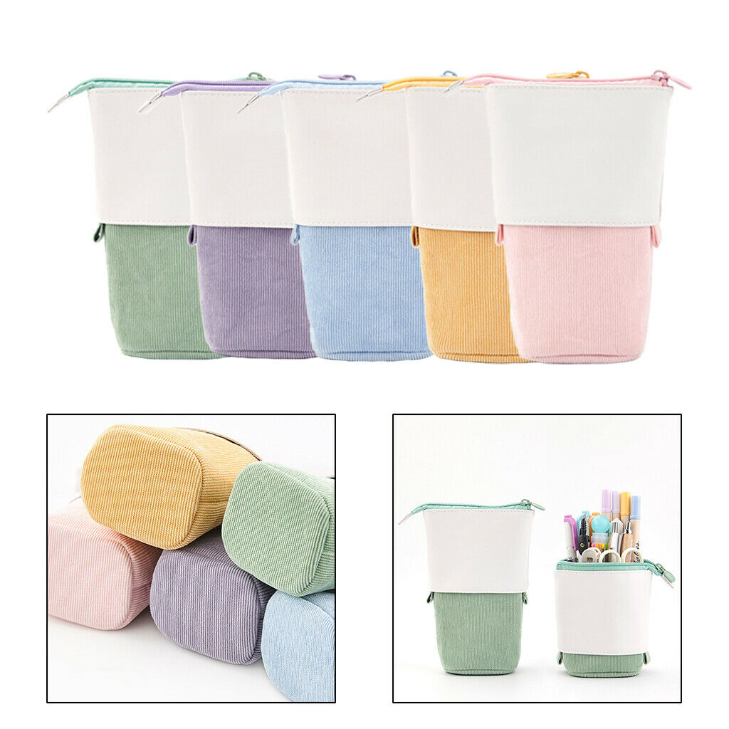 5pcs Stand up Pencil Telescopic Holder Case Stationery Case Makeup Bag
