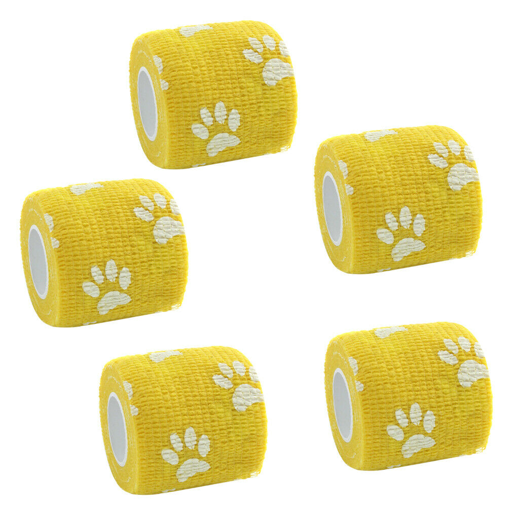 Cat Dog Pet Self Adherent Wrap Tape - Self Adhering Bandage - 5 Rolls