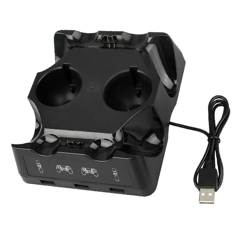 4-in-1 Controller Charger Dock Stand w/ LED Light For PS4/MOVE/PS4 VR New