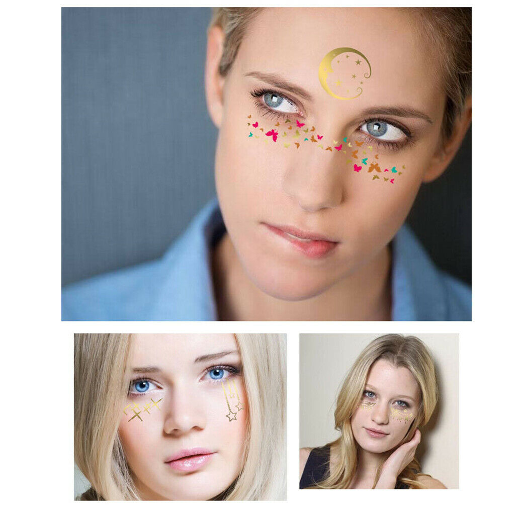 10x Tattoo Stickers Plants Star Moon Decals for Face Cheek Arms Wrist Back