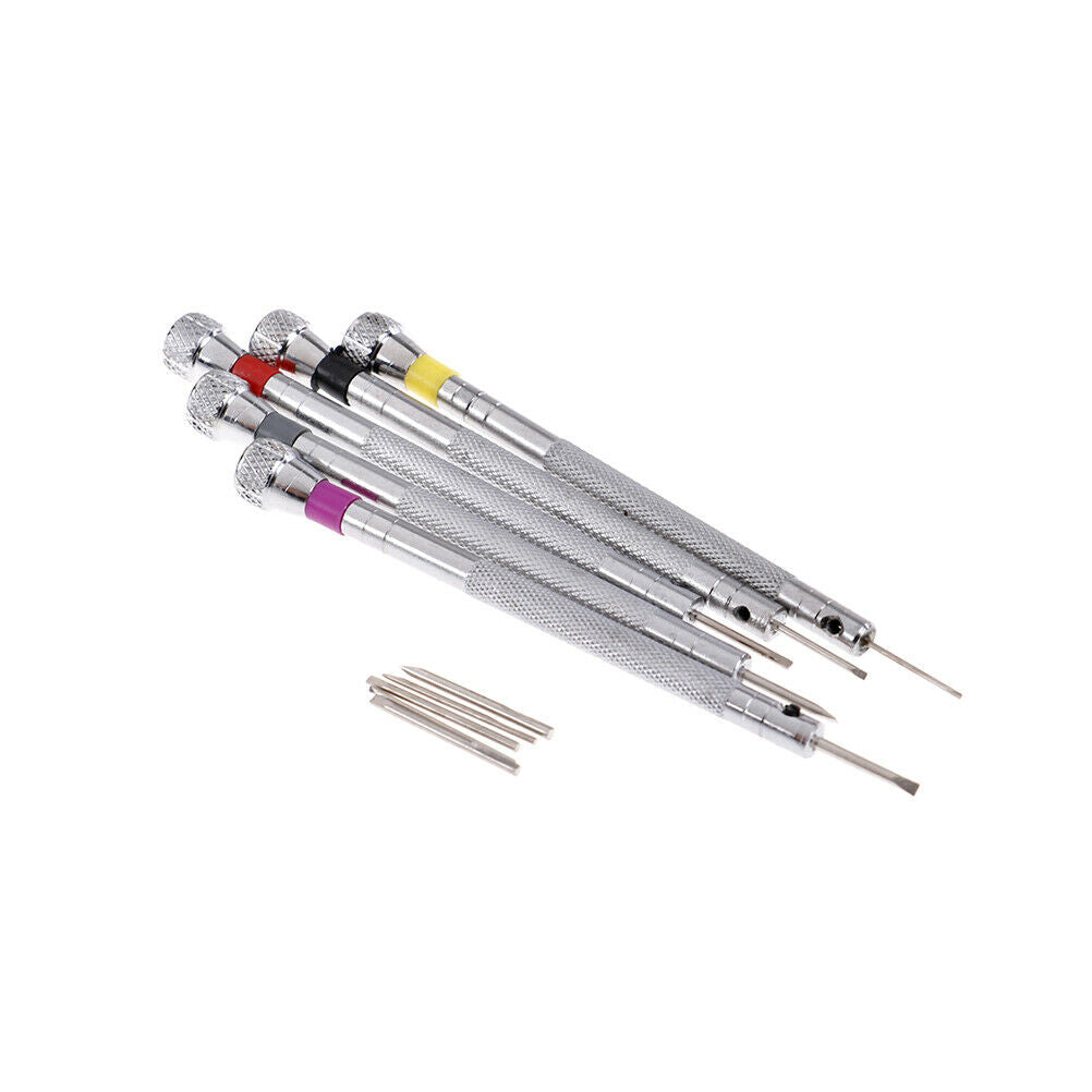 5x precision screwdriver set watch jewelry watchmaker repair tool 5 spare hea.DD