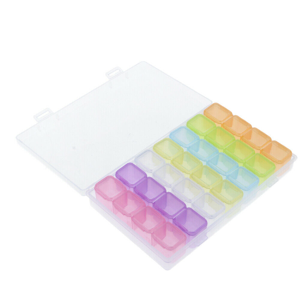 28 Storage Compartments for Nail Art Jewelry with Glitter Rhinestones