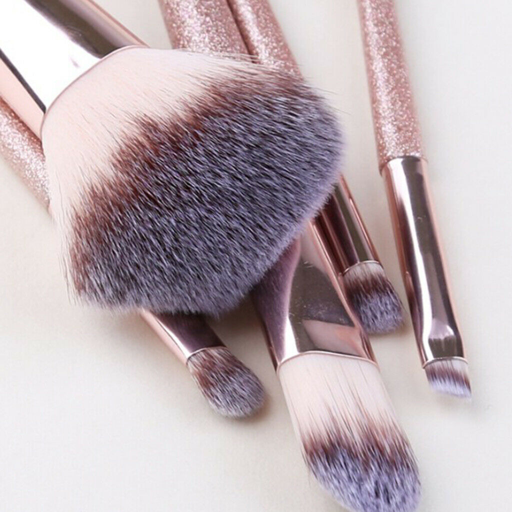 5pcs Makeup Brushes Loose Setting Powder Liquid Blender Eyebrow Brush Pink