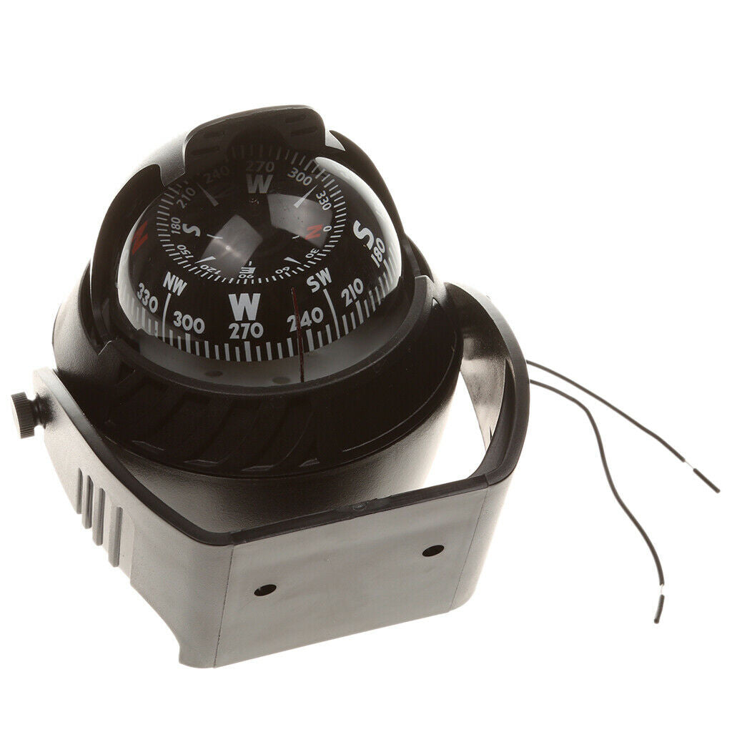 New Car Boat Truck Navigation Compass Universe Ball Black 12V LED