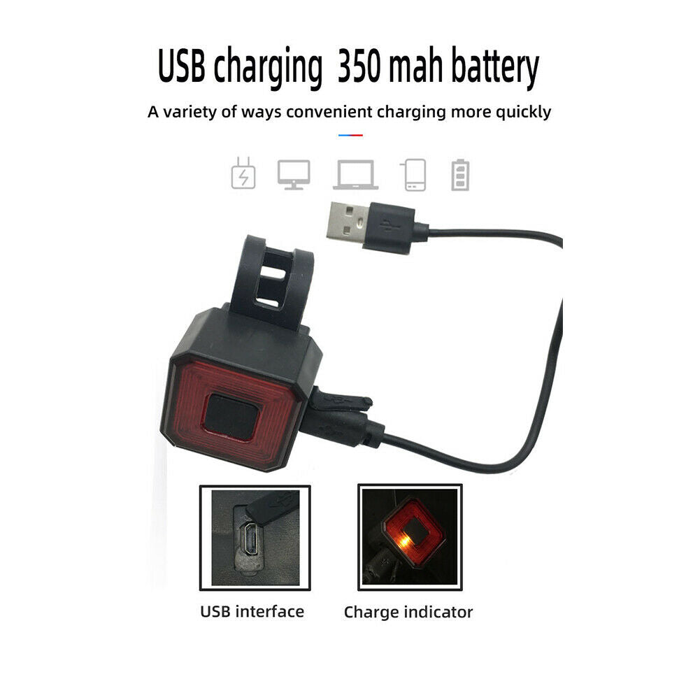 Bicycle Taillight Smart Brake Sensor USB Charge Waterproof  Bike Rear Lamp @