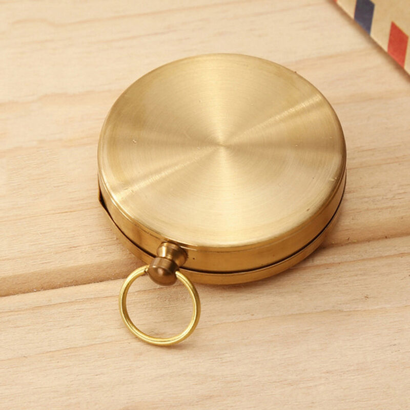 Brass Pocket Watch Style Outdoor Camping Hiking Compass Navigation Keychain、NDD