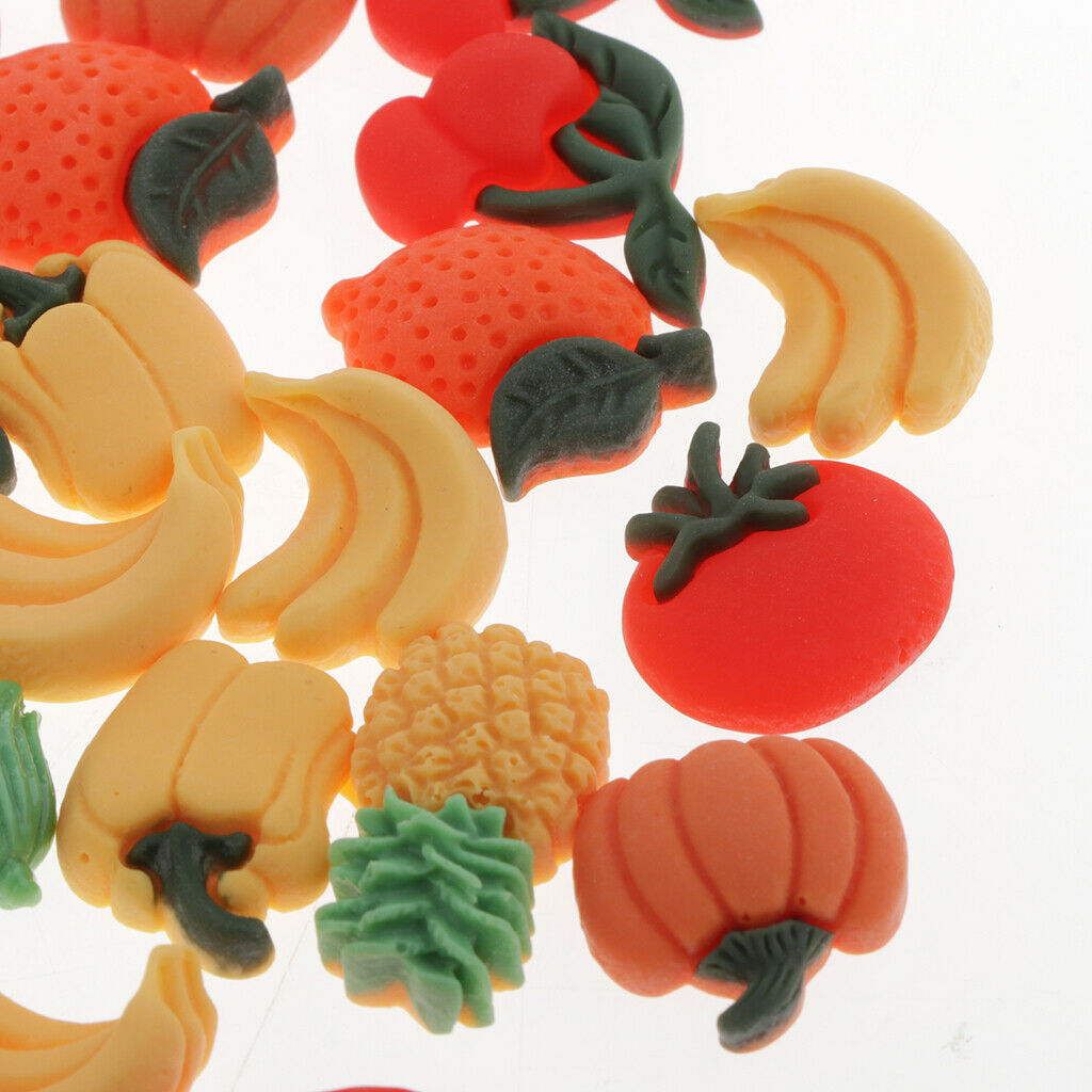 50x Cute Adorable Fruits Vegetable Flatback Buttons Embellishments Decors