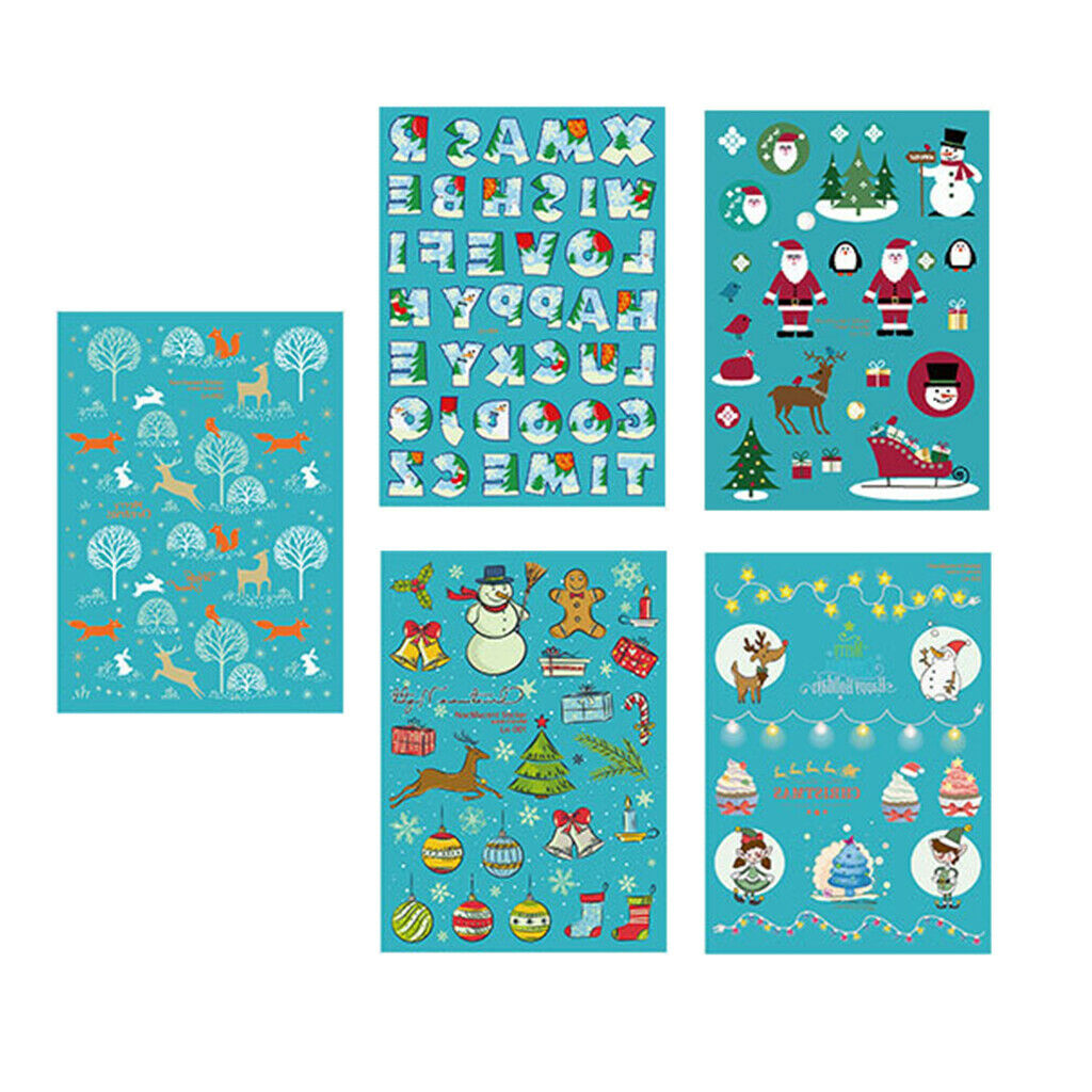 5 Pieces Tattoos Body Art Water Stickers Christmas Tree Santa Elk Decals