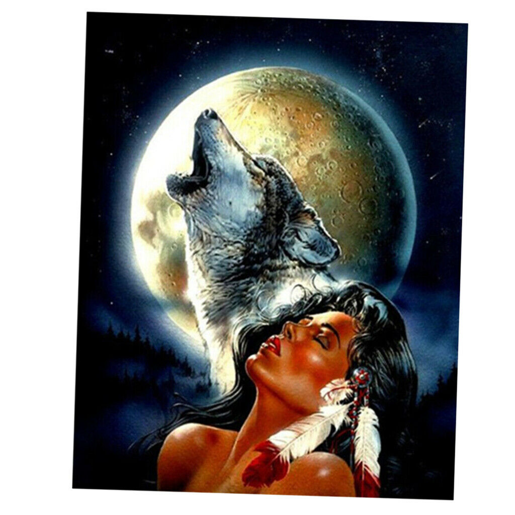 Popular Full Drill Diamond Painting Kit Rhinestones Picture Beauty and Wolf