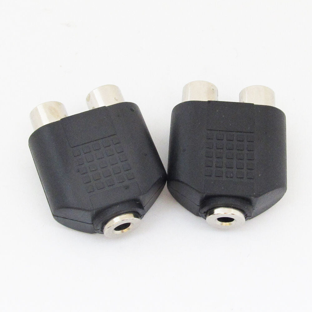 1pc 3.5mm Stereo Female to 2 RCA Jack Female Twin Phono Y Splitter Audio Adapter