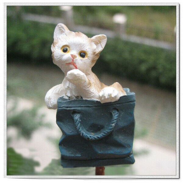 4pcs Rural Style Garden Cat Stick Stake Safty Lovely Animal For Home Table Decor