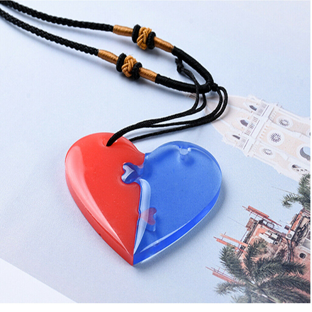 Puzzle heart pendant shape jewelry silicone mold split heart shapes, for