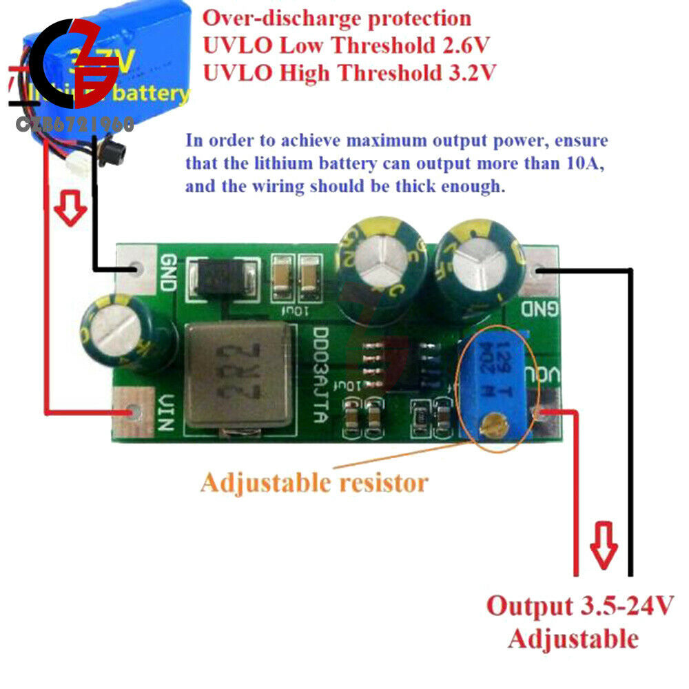 6A DC 2.7-5.5V to 3.5-24V DC-DC Adjustable Boost Converter Step-Up Module 30W