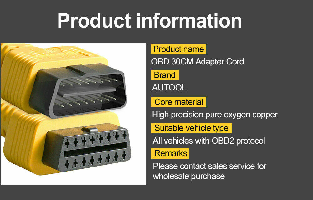 Autool OBD2 16PIN Male to Female Extension Cable Diagnostic Connector 30cm S150
