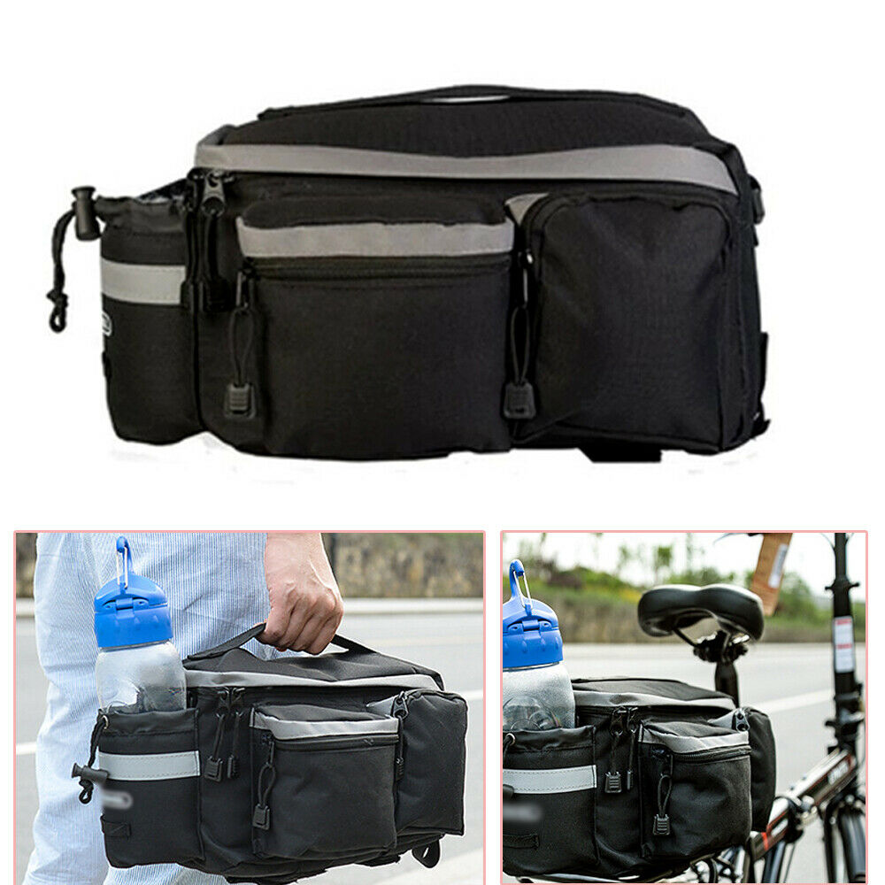 Bicycle Rear Rack Bag Bike Tail Seat Trunk Pack Storage Pouch Handbag Cup Holder