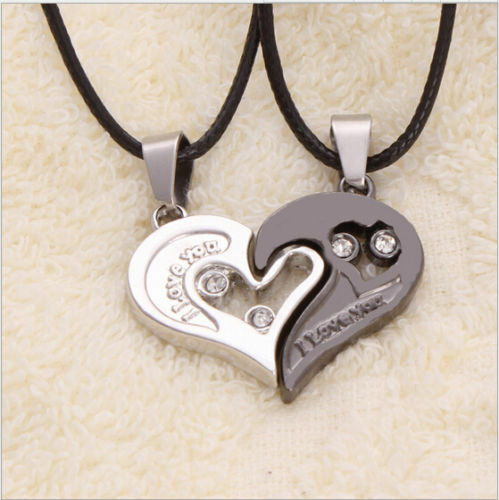 1Pc Men Women Lover Couple Necklace I Love You Heart Pendant Stainless Steel