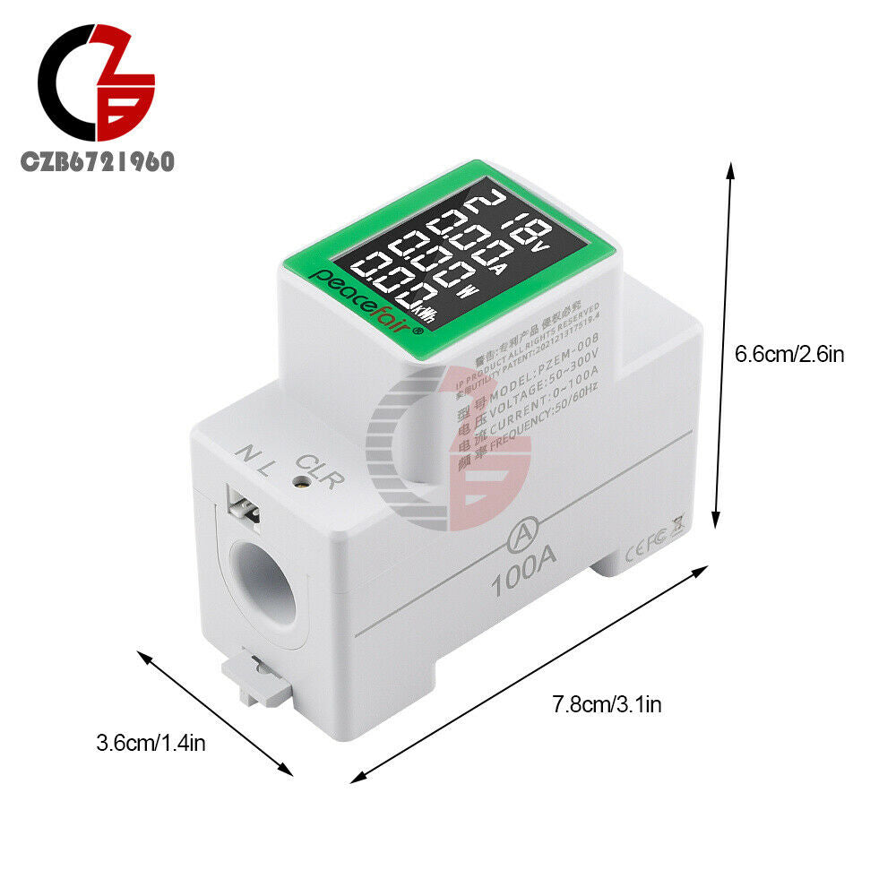 100A Digital Power Energy Voltmeter Ammeter Watt Kwh Power Meter AC220V 50V-300V