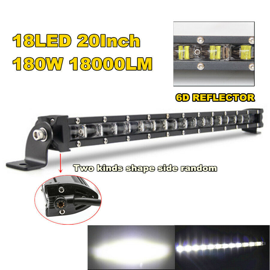 20'' 180W 18000LM Aluminum 6D Spot LED Work Light Bar Single Row Car SUV Lamp