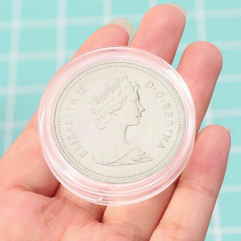 10Pcs 38.6mm Clear Round Plastic Coin Capsule Storage Box Holder Case Collection