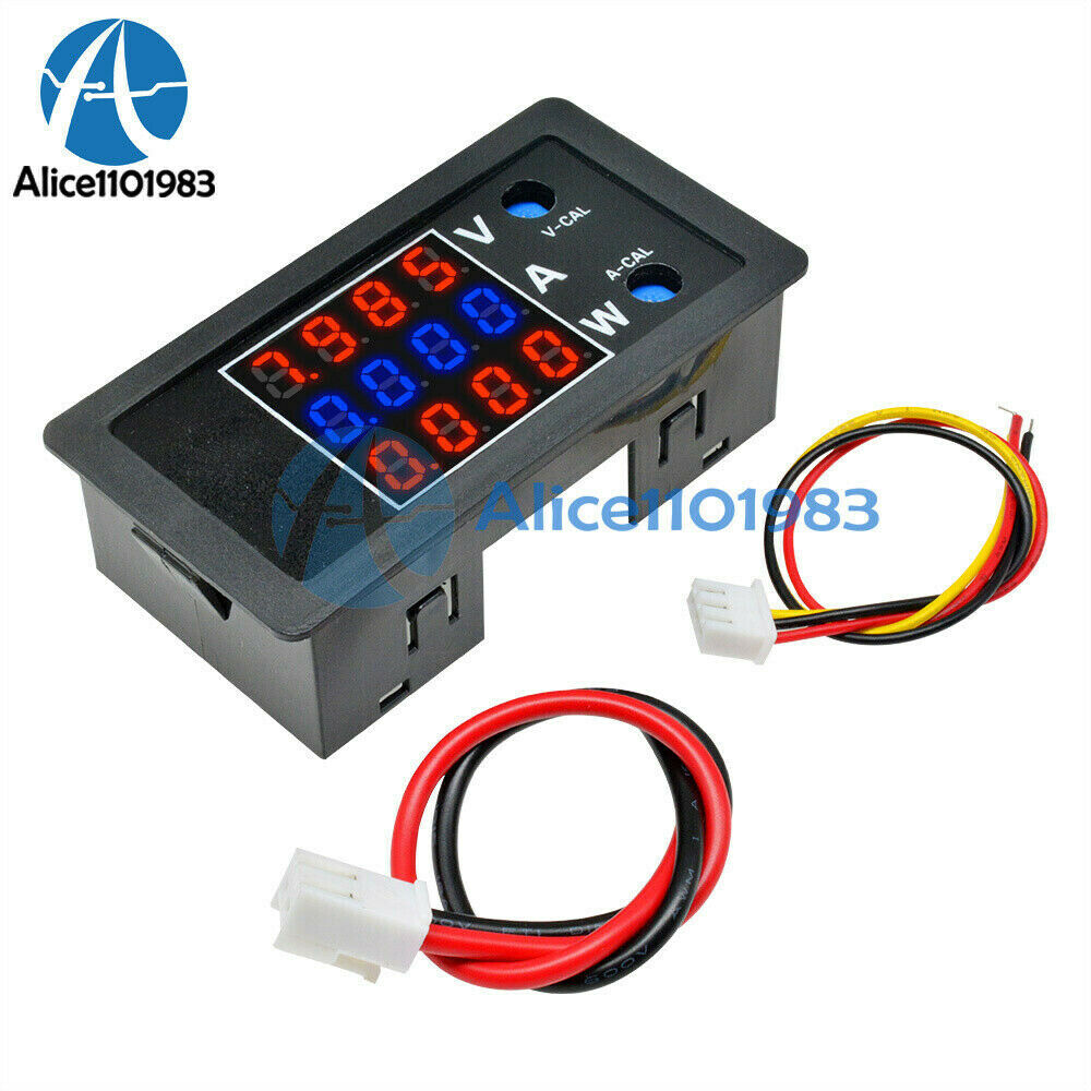 Digital Voltage Current Power Meter DC 100V 10A 1000W Thermostat Red +Blue+Red