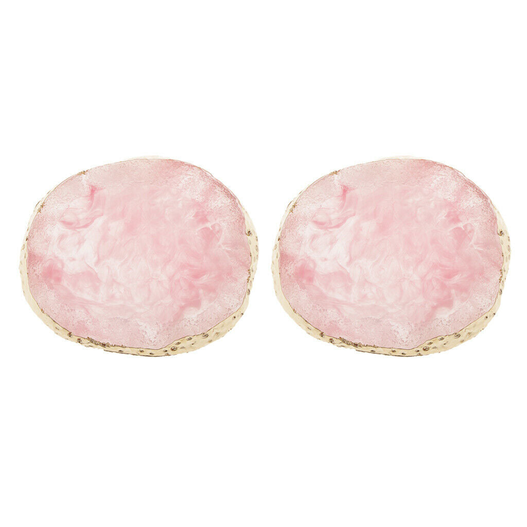 2x Imitation Agate Color Mixing Plate Jewelry Display Pad Coaster Mats Pink