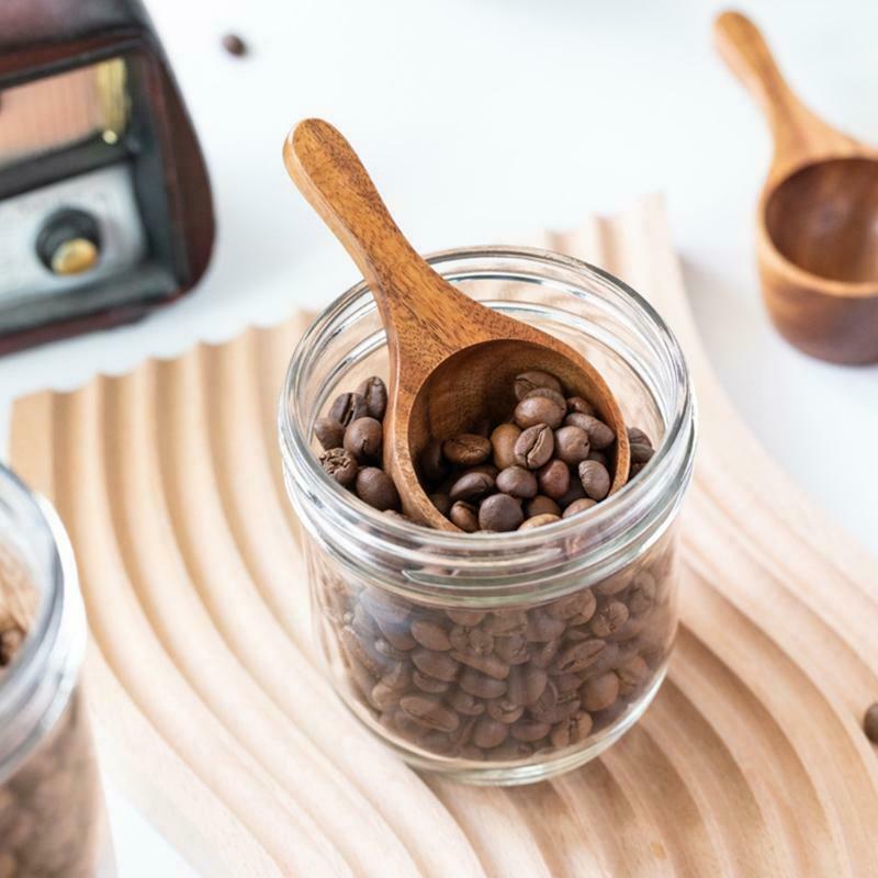 Round Coffee Scoop Wooden Measuring Spoon Measure Tea Scoops Water Ladle Coffee