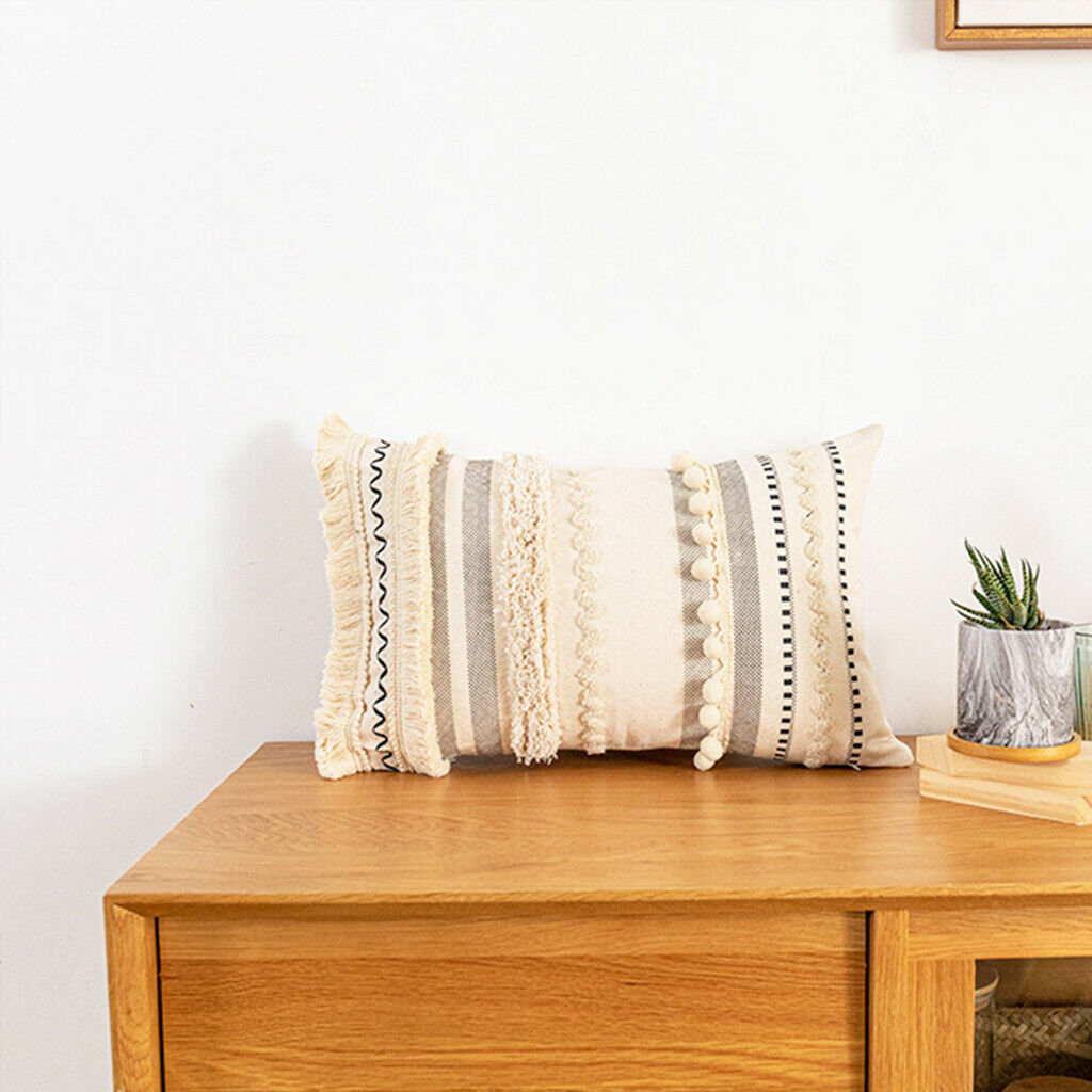 2pcs Moroccan Boho Throw Pillow Cover Cotton Woven Decorative Pillow Case