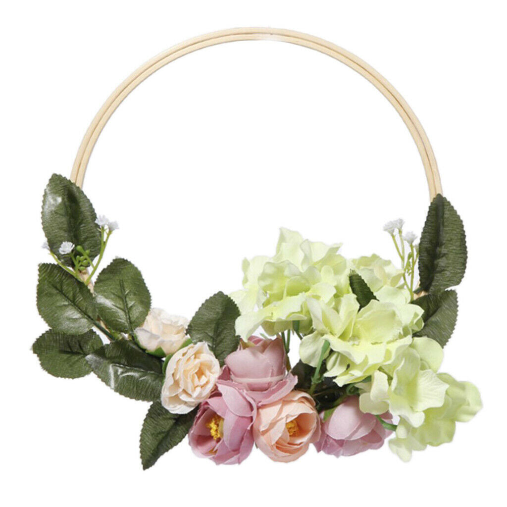 2x 20cm 8" Artificial Flower Hoop Wreath Garland Hanging Home Decor Wedding
