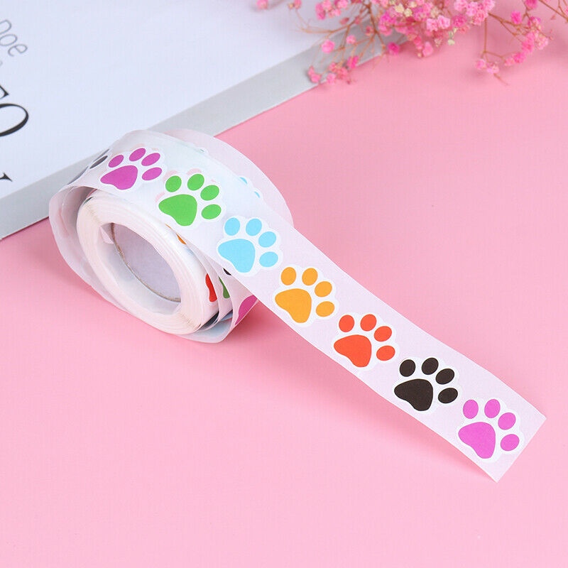 500pcs Colorful Paw Print Stickers Dog cat Paw Labels Stickers reward stic*WF