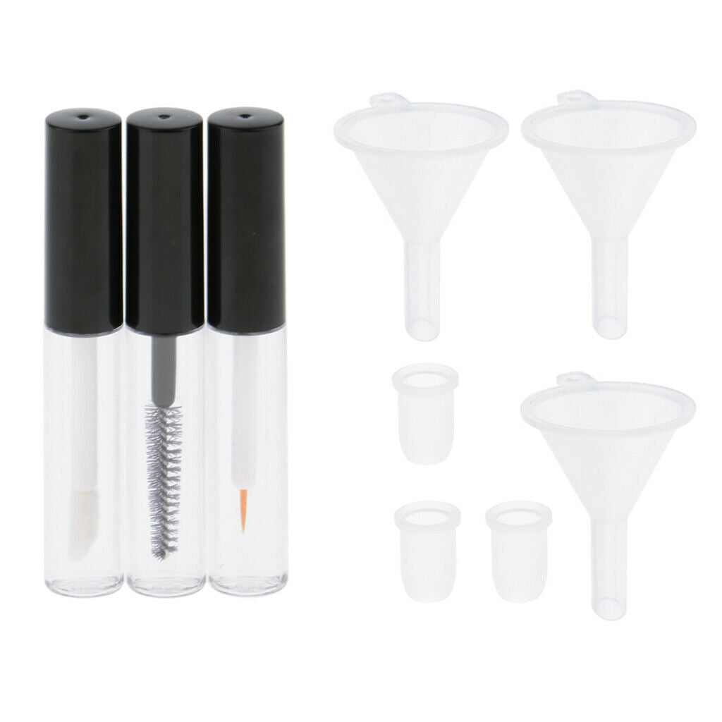 3 Travel Plastic Eyelash Mascara Growth Liquid Lip Stain Eyeliner Tubes 4ml