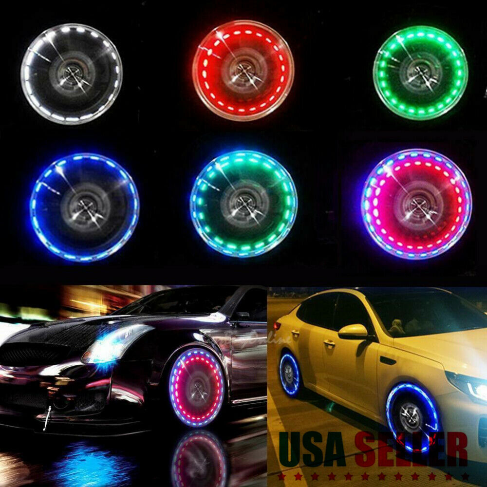 Tire Tyre Air Valve Stem Wheel Well Rim LED Light Lamp 15-Mode Neon For Car Bike