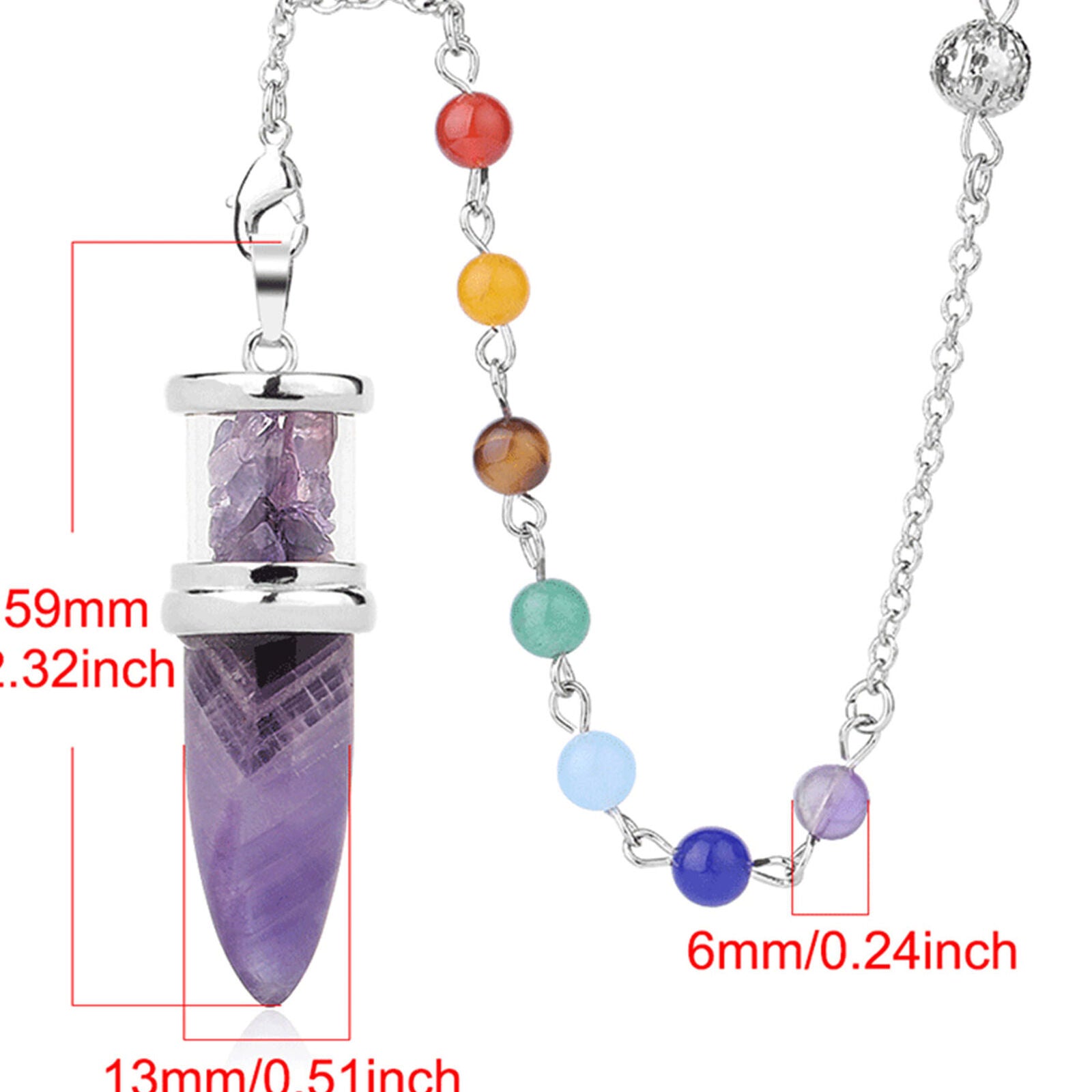 Rock Quaretz Amethyst Chakra Pendulum Pendant Energy Power Reiki Healing Amulet