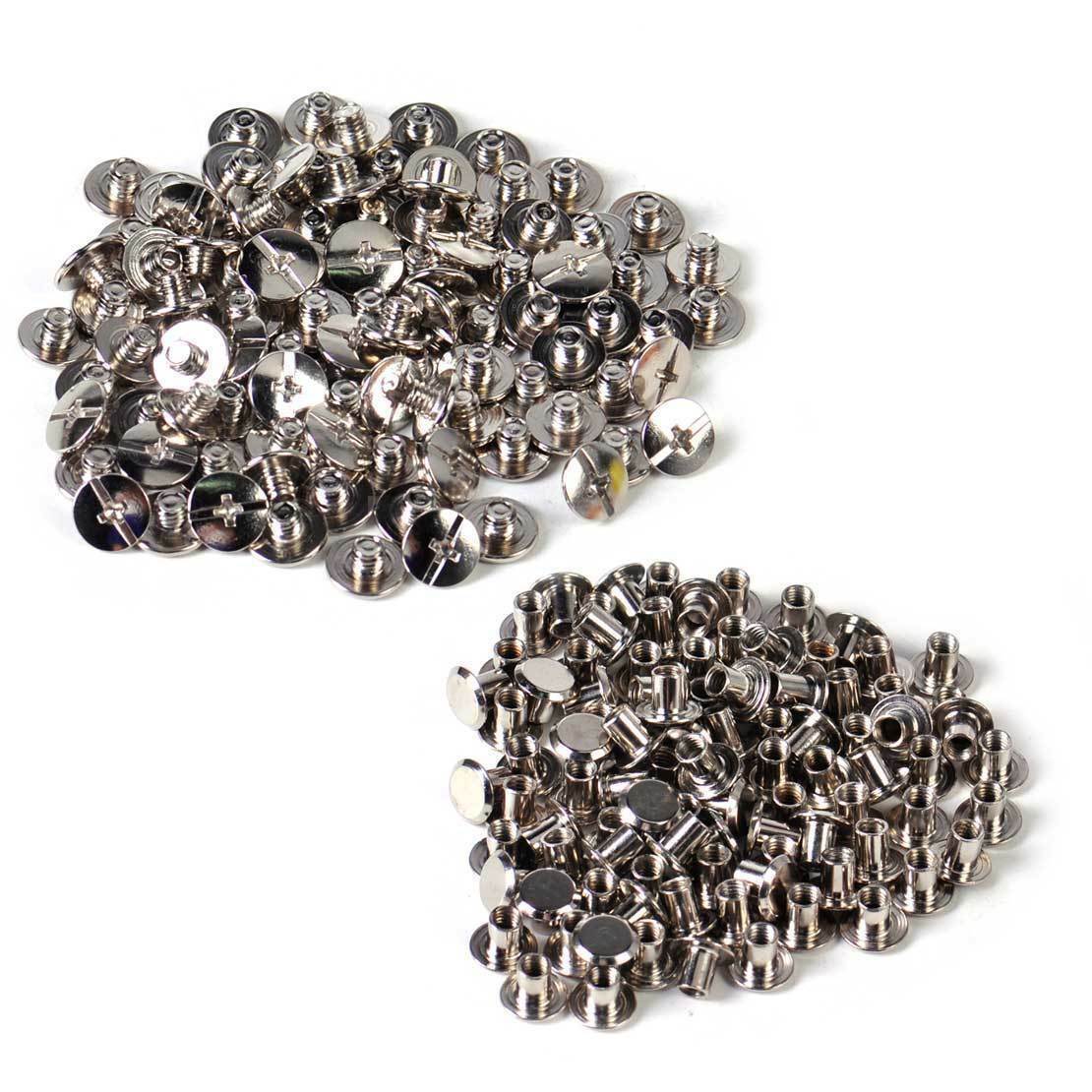 100Pcs Solid Binding Screw Stud Button Nail Rivets Leather Craft Belt Bag Wallet