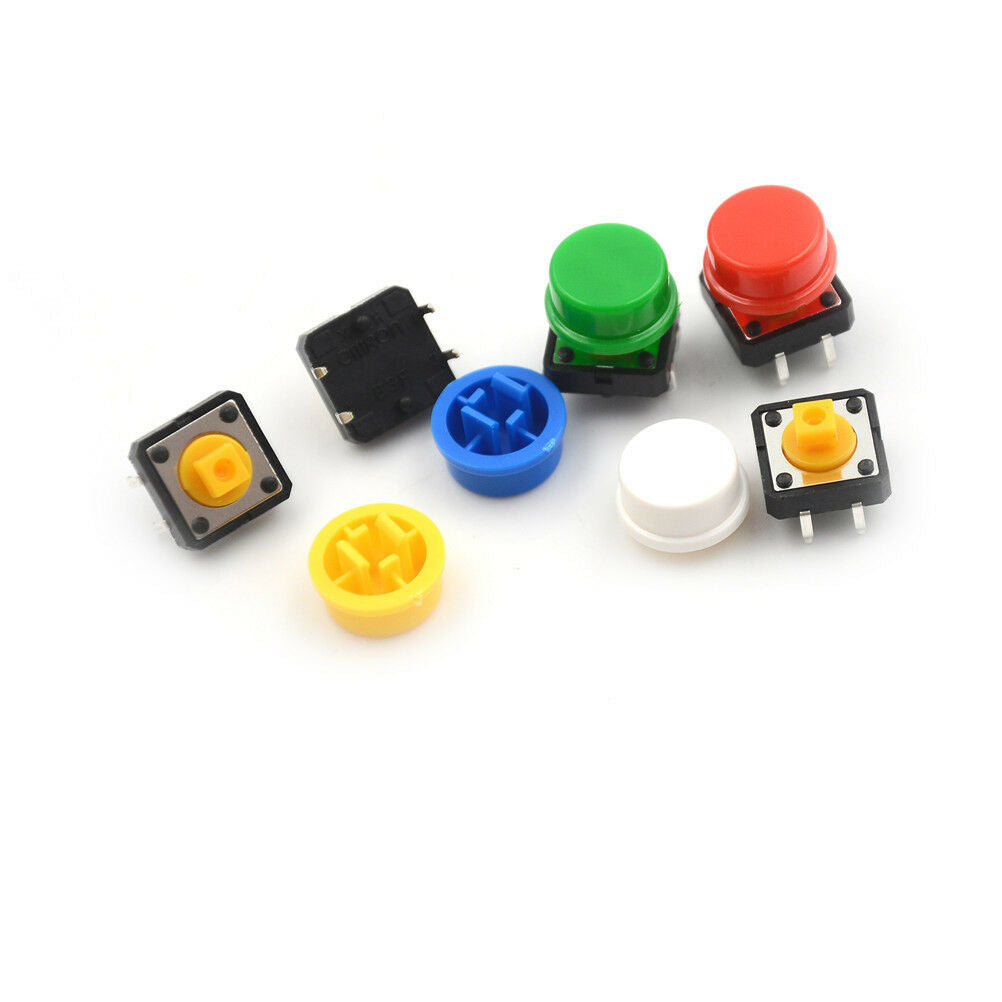 25Sets Momentary Tactile Push Button Touch Micro Switch4P PCB Caps12x12x7.l8