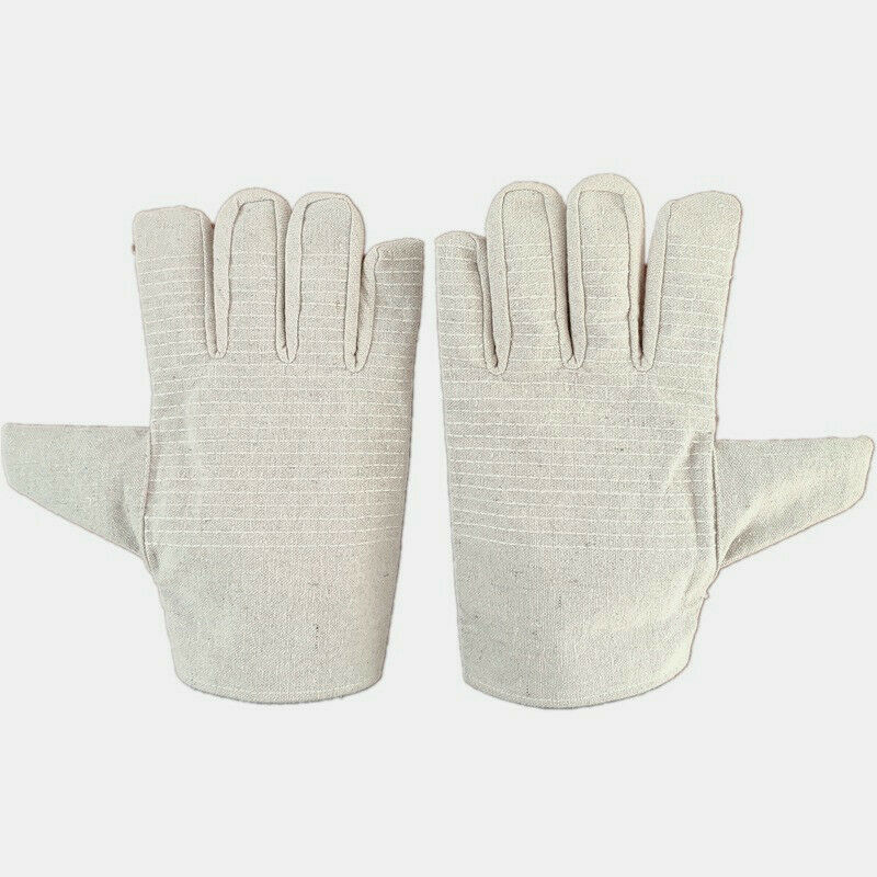 2 Pairs Welding Gloves Canvas Finger Protection Heat Shield Heavy Duty Work New