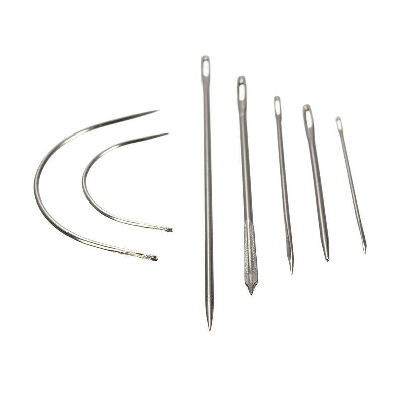 Assorted Set of Repair Hand Sewing Needles Curved & Straight x7 Needle Pack