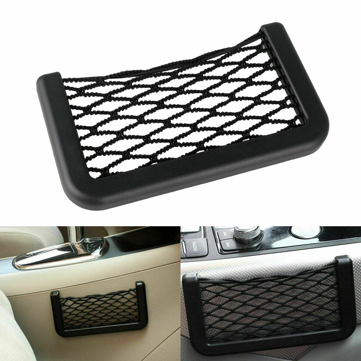 2Pcs Car SUCV Storage Net Universal Resilient Seat Bag Holder Pocket Organizer