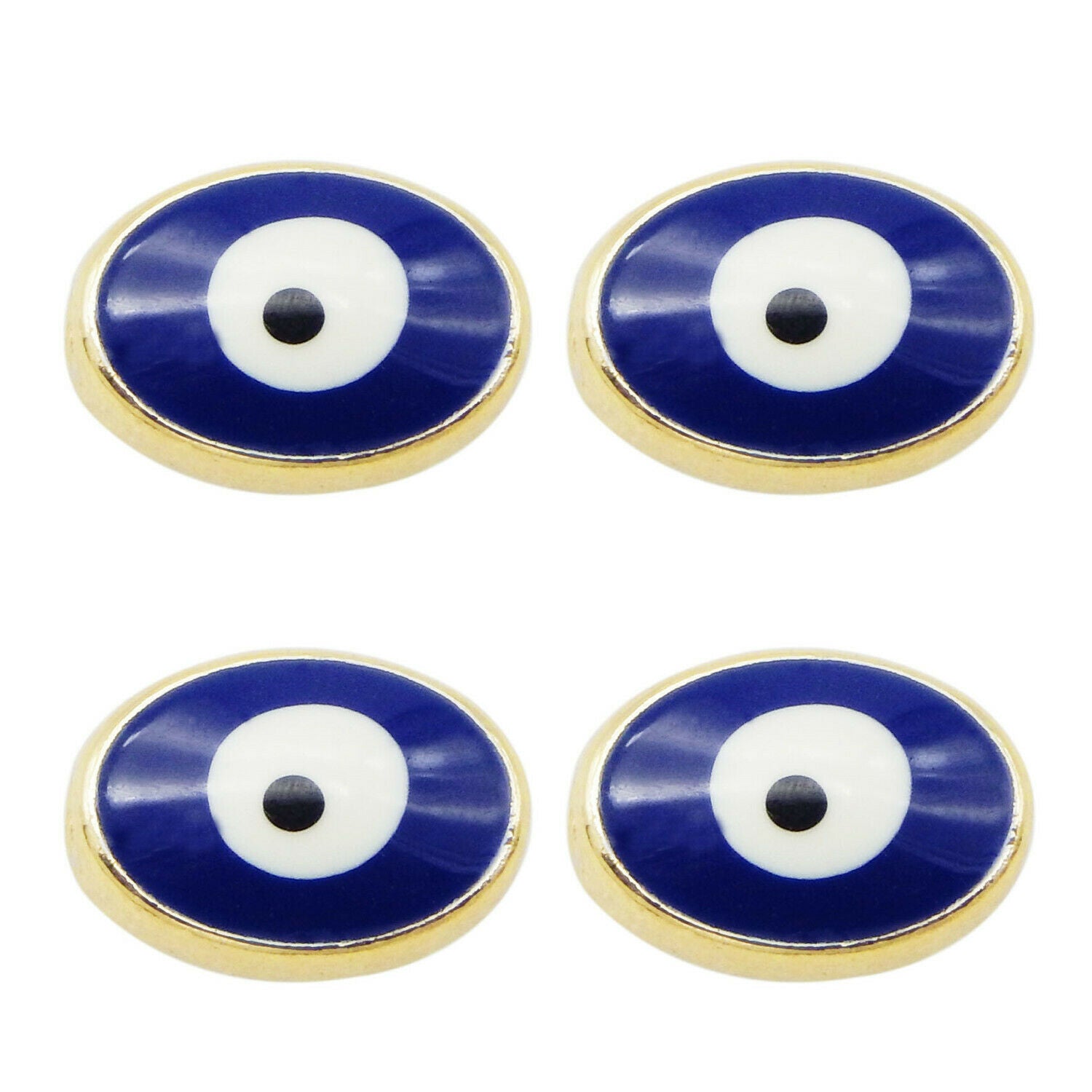 12 Evil Eye Enamel Spacer Bead Oval Loose Beads for Bracelet Necklace DIY 10*6mm