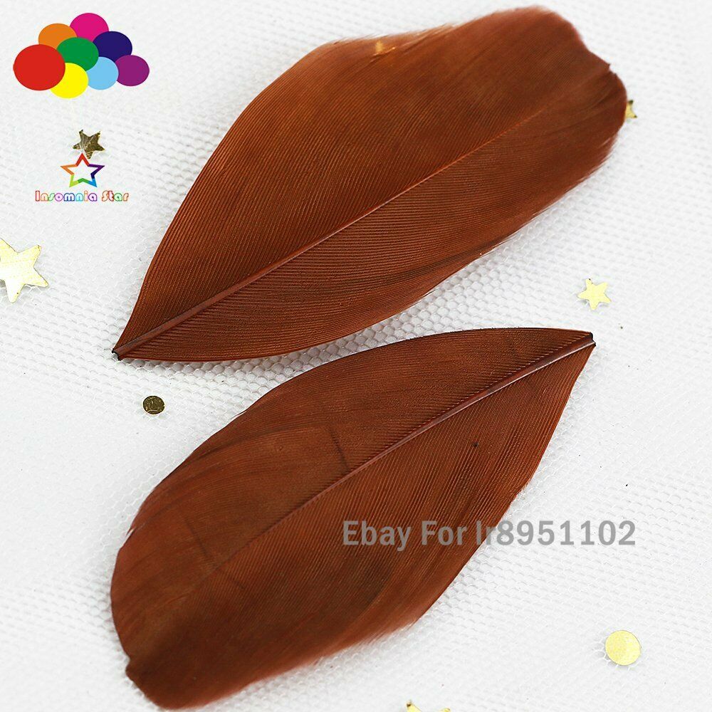 100PCS Coffee Goose Feathers loose round head Handmade Dyed Feather for Charm