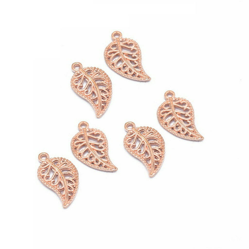 75x Hollow Filigree Leaf DIY Jewellery Making Findings Dangle Charm Pendants