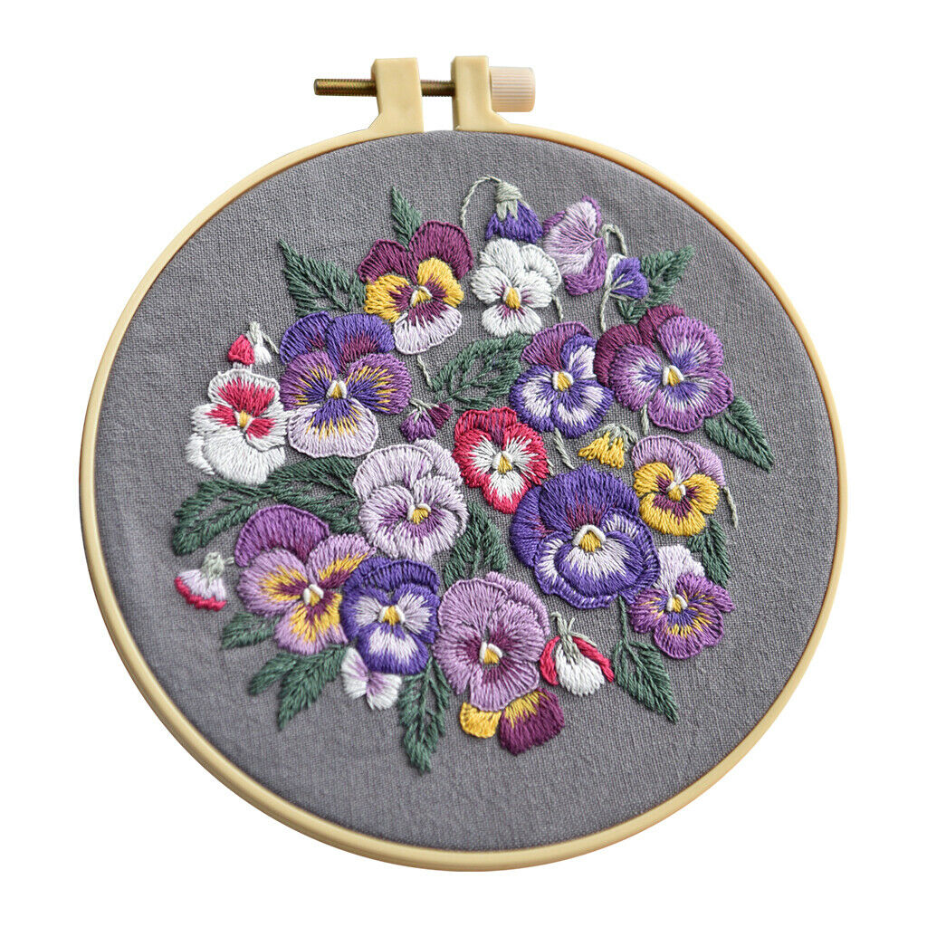Starter Embroidery Set Cross Stitch Kit Craft DIY Tools -Threads, Fabric,