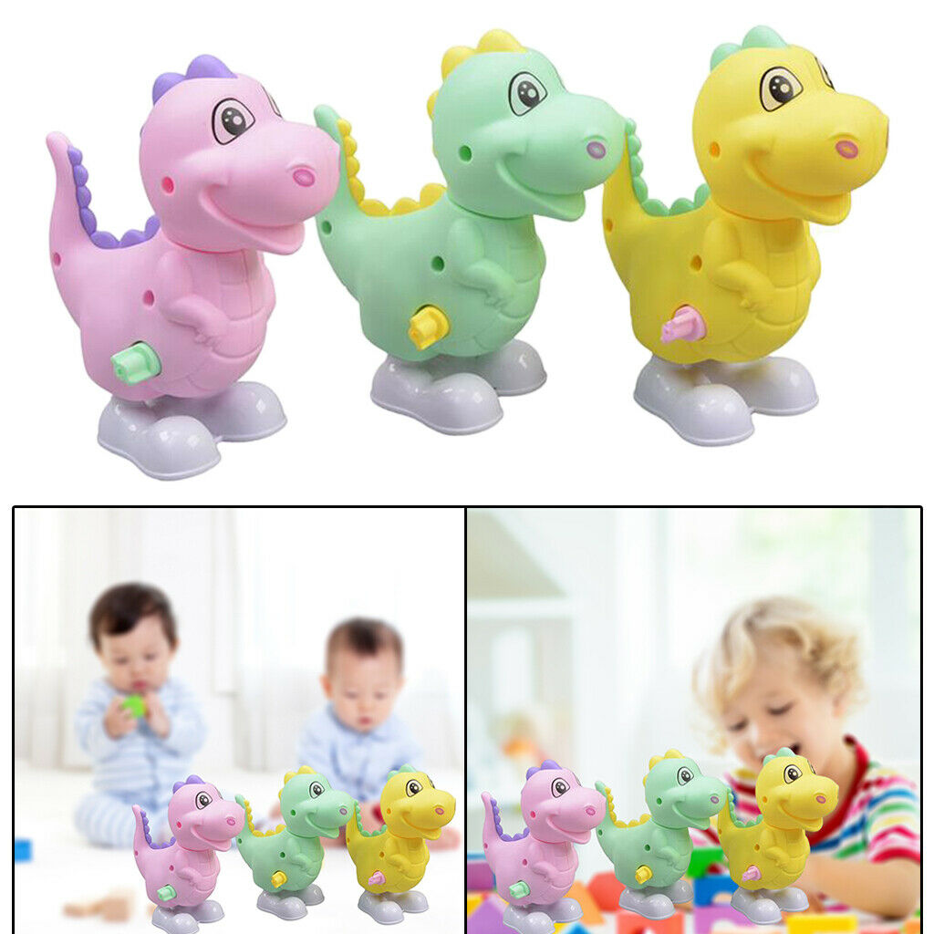 3 Pieces Wind Up Simulative Dinosaur Toys Walking Rotating Switch Party Toys