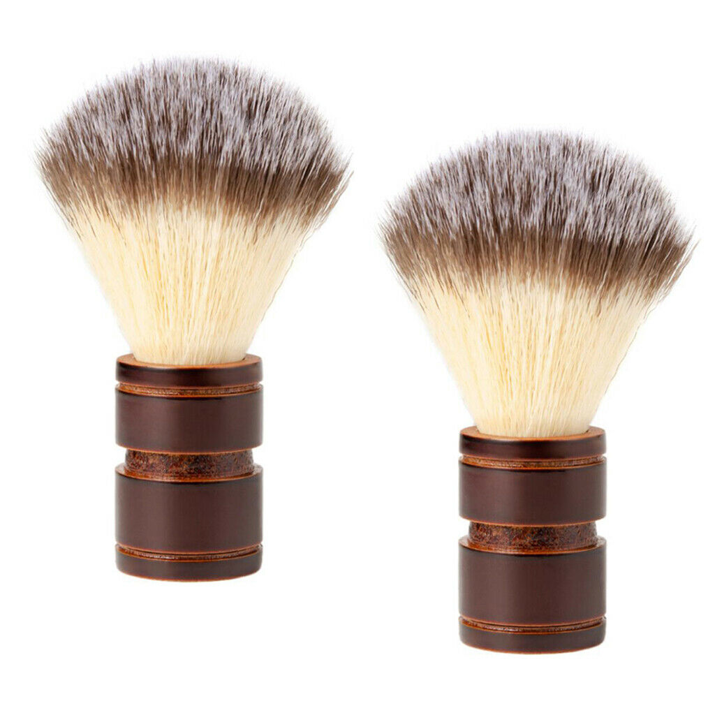 2x Premium Nylon Shaving Brushes Wooden Men Shave Brush Beard Cleaning Brush